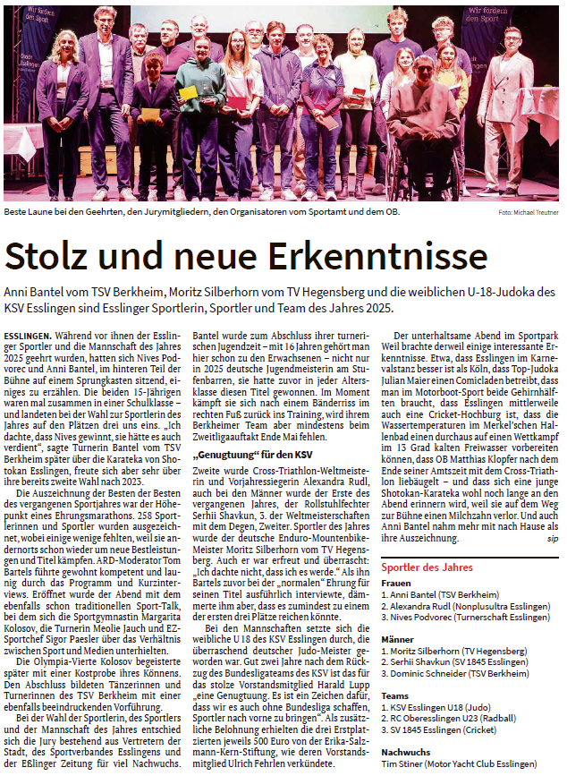 Sportlerehrung am 20. März
