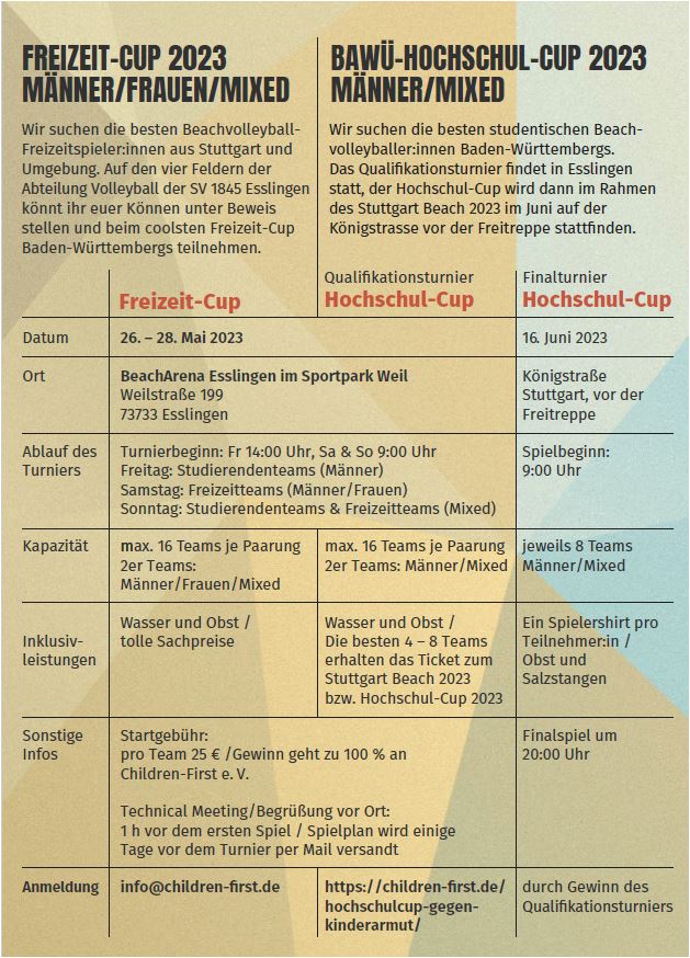Hochschulcup und Freizeitcup gegen Kinderarmut
